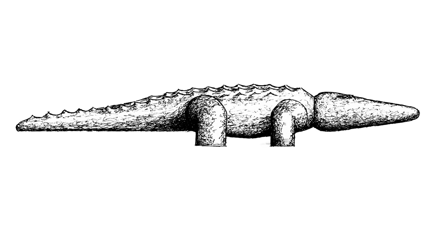 Sketch of the crocodile sculpture by Thomas Frische